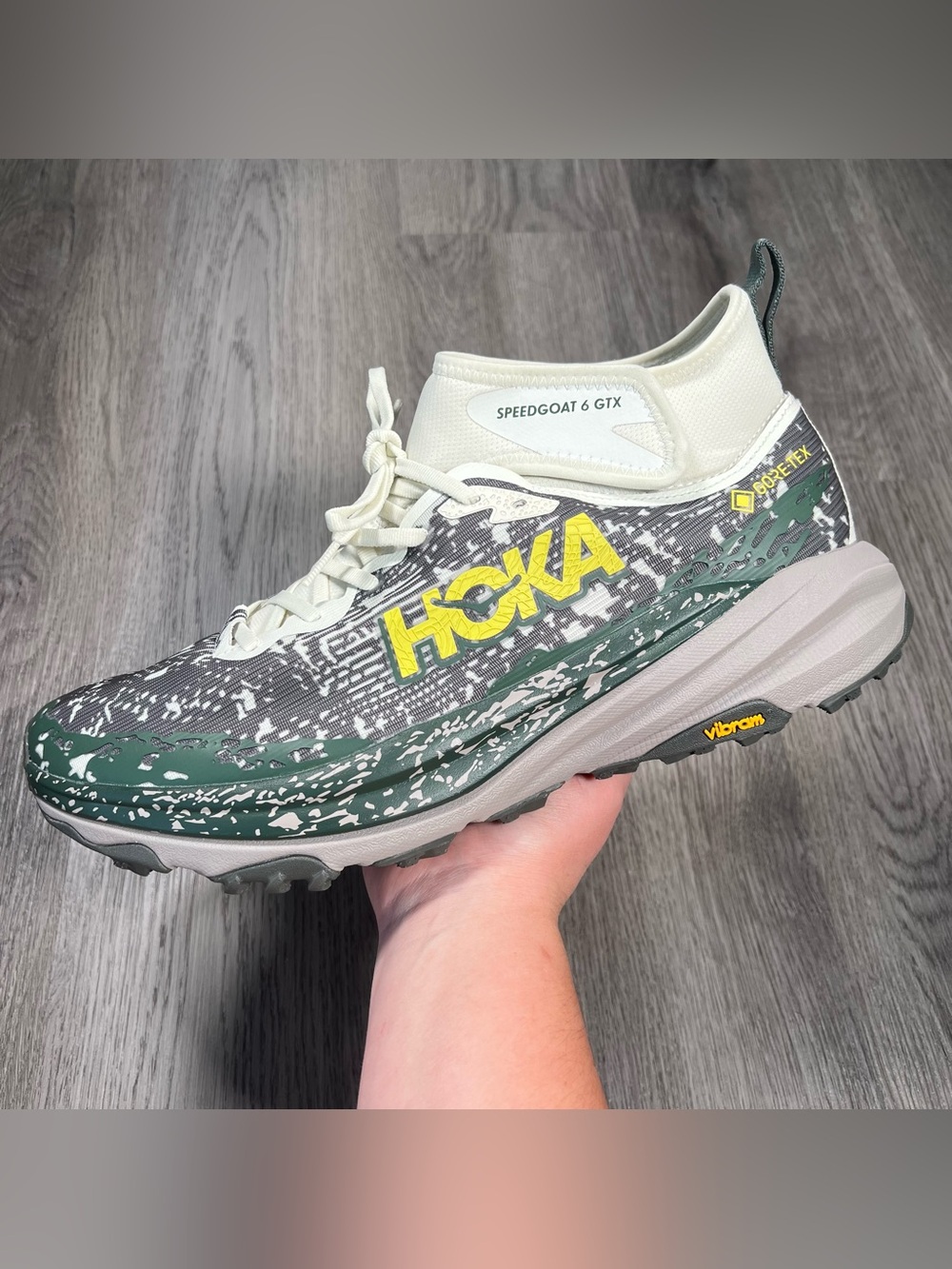 New Hoka Speedgoat 6 Mid GTX Mens 14 Gore-Tex Trail Running Shoes Hiking Green
